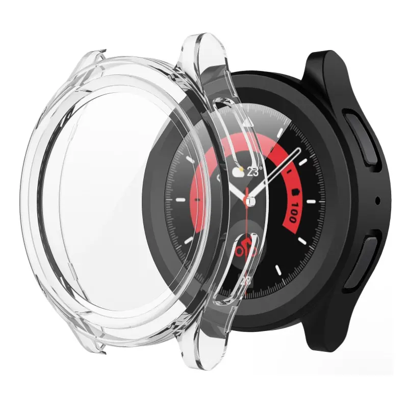 เคส PC แบบแข็งพร้อมกระจกนิรภัยป้องกันหน้าจอสำหรับ Samsung Galaxy Watch 5 Pro 45มม. ฝาครอบป้องกันรอยขีดข่วน