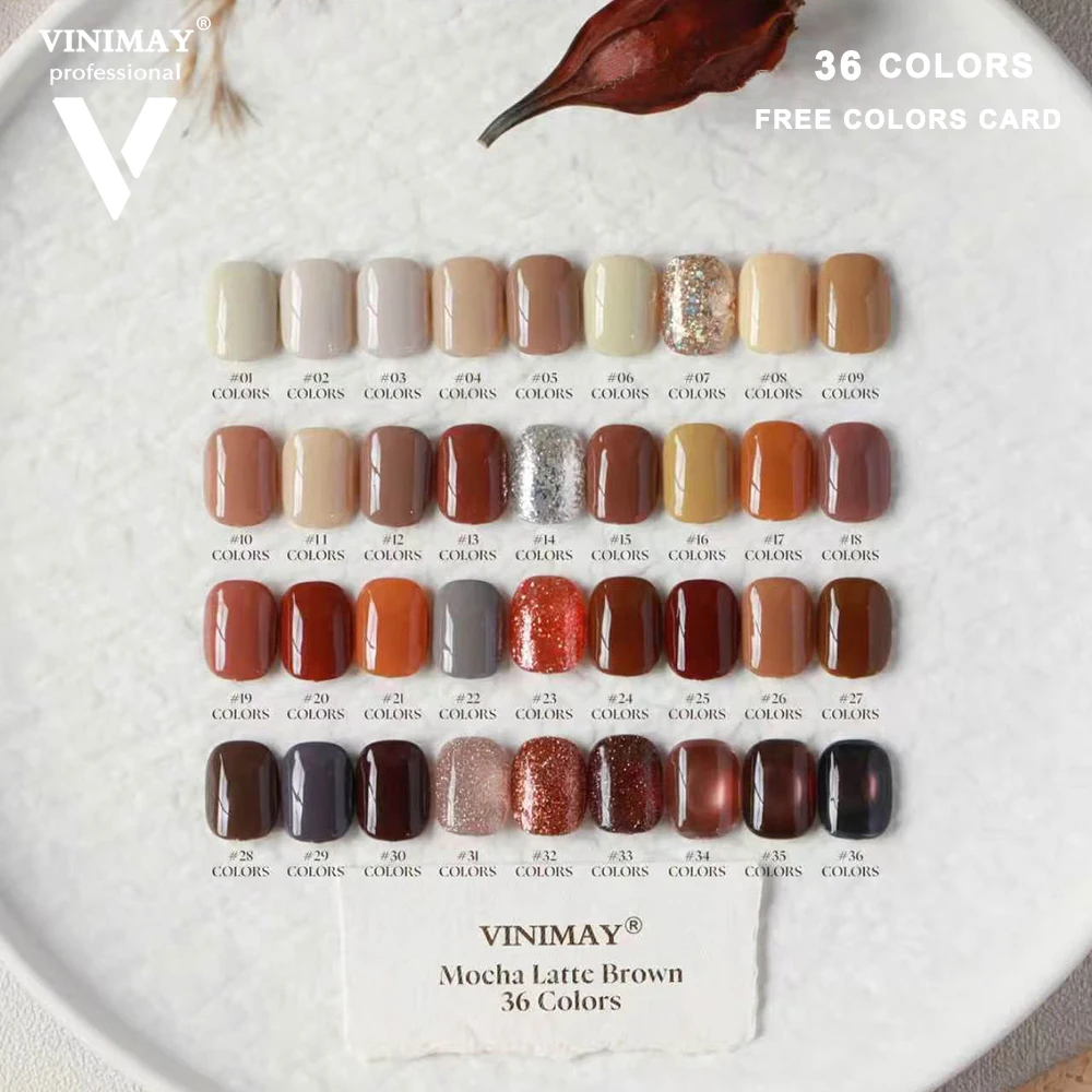 VINIMAY Brown Color Series Nail Gel Polish Kit Full Coverage Color Gel Set Nail Manicure Soak Off UV LED Christmas Gift Gel Nail