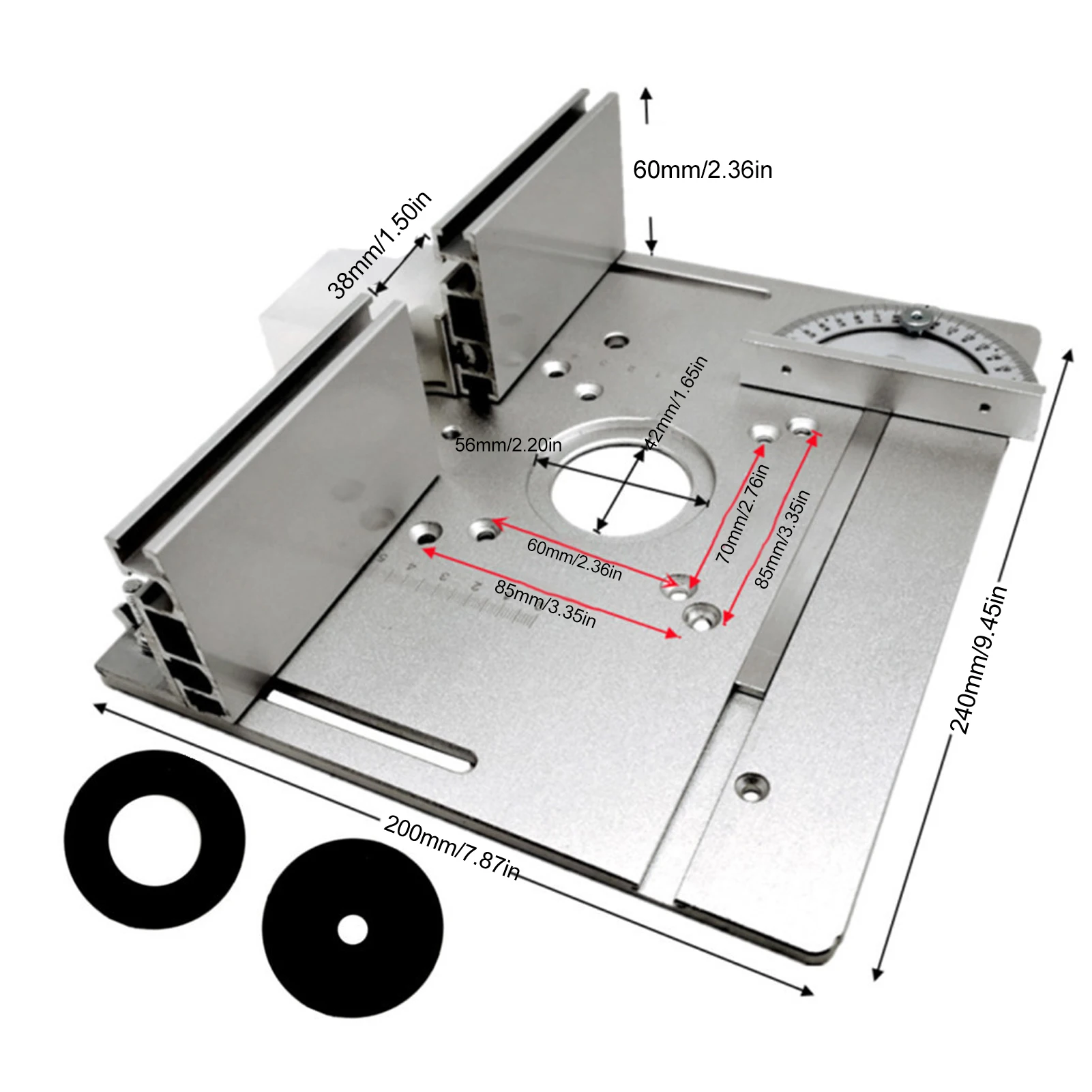 Nouvelle plaque d'insertion de Table de routeur pour bancs de travail du bois, Guide de jauge d'onglet de Table de routeur, supports coulissants de clôture profilé en aluminium