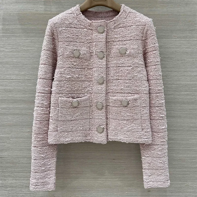 Hoogwaardige herfstvest voor dames met meerdere metalen knopen, zacht en zacht, populaire luxe kleding 251013107