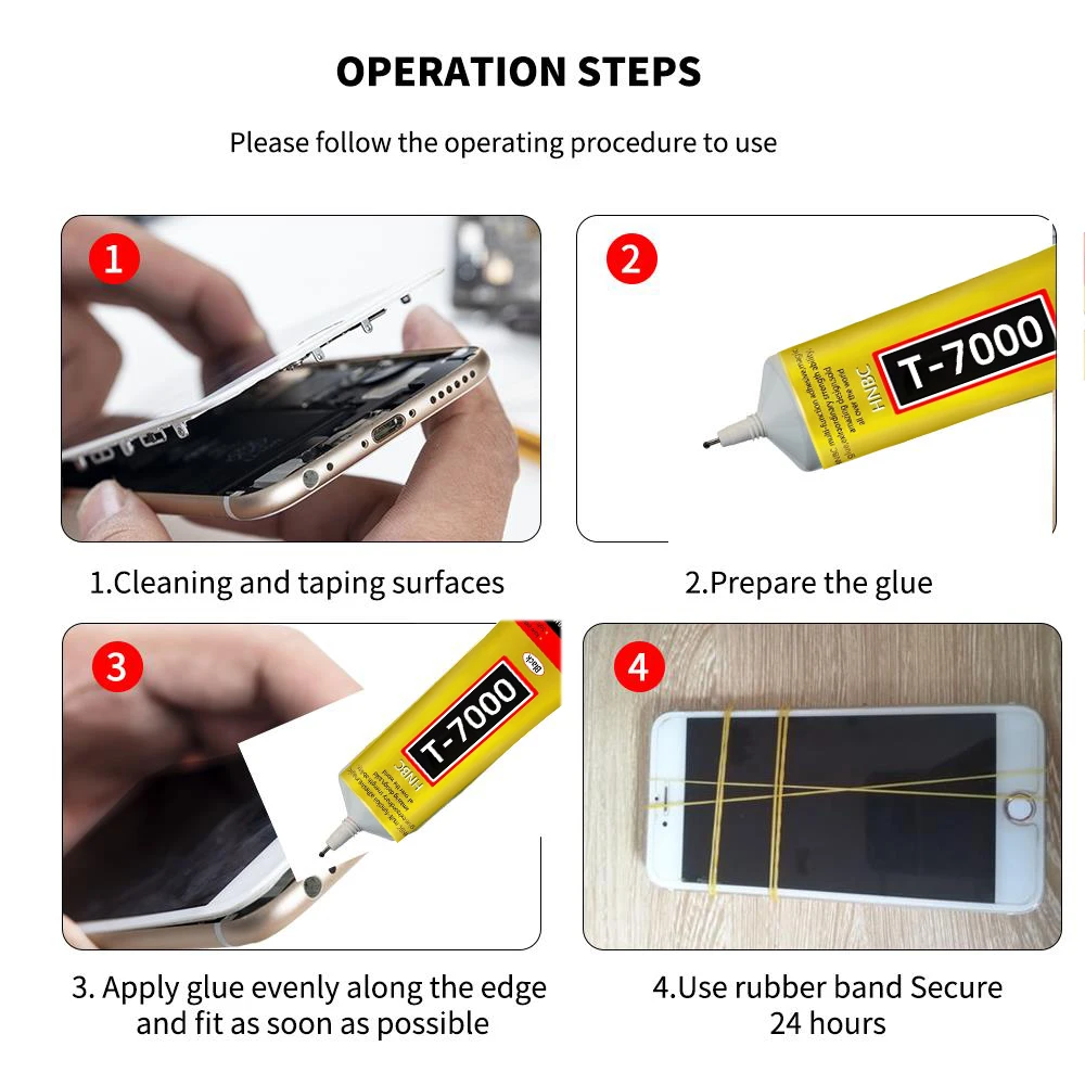 B7000 T7000 Clear Contact ซ่อมโทรศัพท์กาว Universal แก้วพลาสติก DIY กาว B-7000 พร้อม Precision Applicator กาวสีดํา