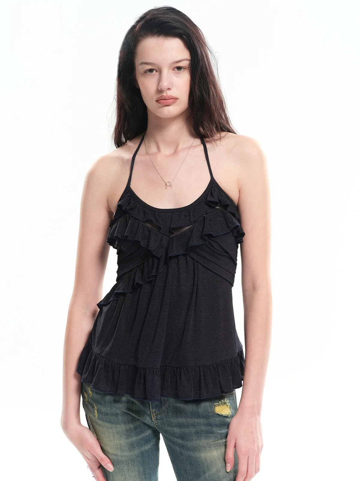 

Женский модный укороченный жилет Dotyears из ацетатного кружева с лоскутными вставками и U-образным вырезом, весенняя коллекция, для коррекции фигуры