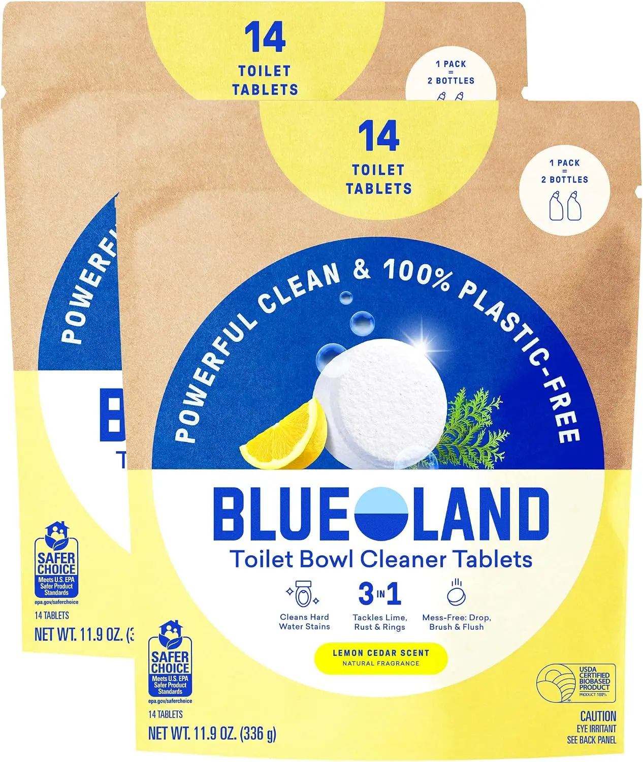 Eco Toilet Cleaner Tablets 28ct, Lemon Cedar, Plastic-Free