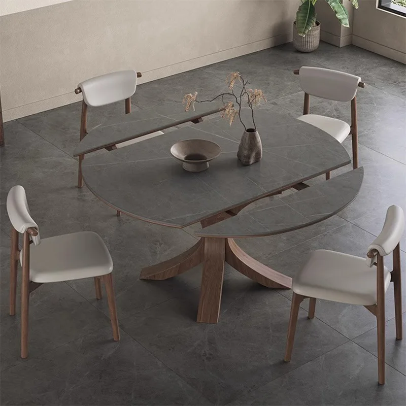 

Slate solid wood dining table and chair combination modern simple household folding walnut small apartment ash wood dining table