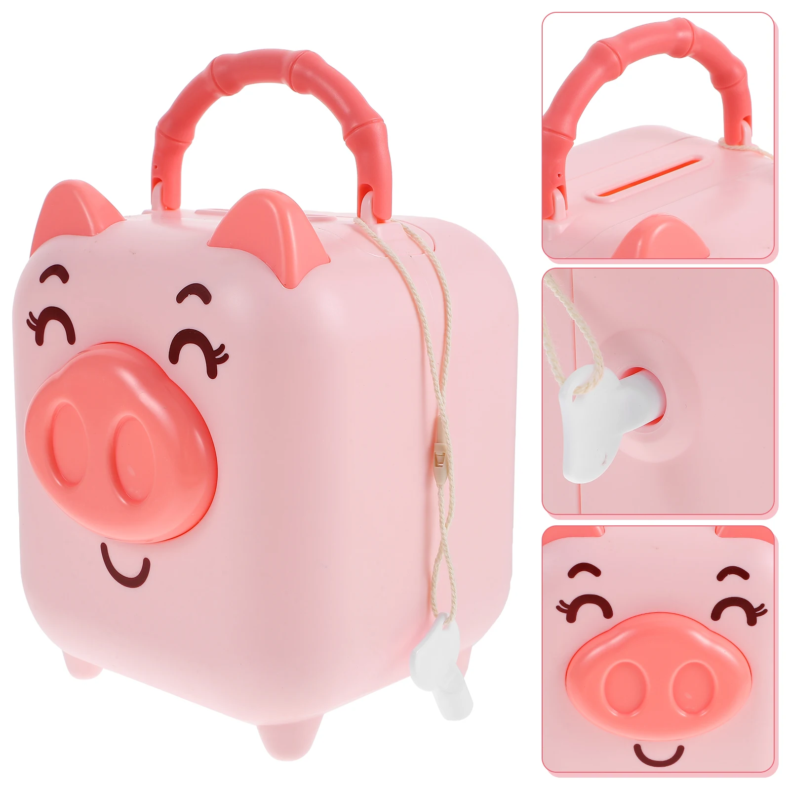Mini varkensvormige spaarpot voor kinderen Veilige vergrendeling Munthouder Desktop Spaarcontainer Speels ontwerp Kind