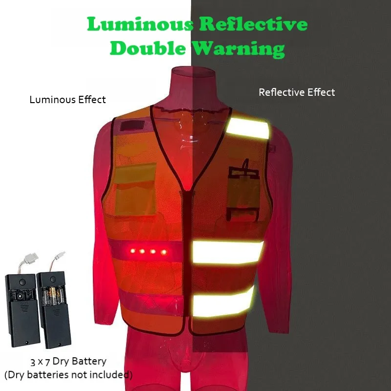 TA-B02.2 LED Light-Emitting Reflective Vest with Light Road and Bridge Traffic Safety Machine Washable Multiple Warnings