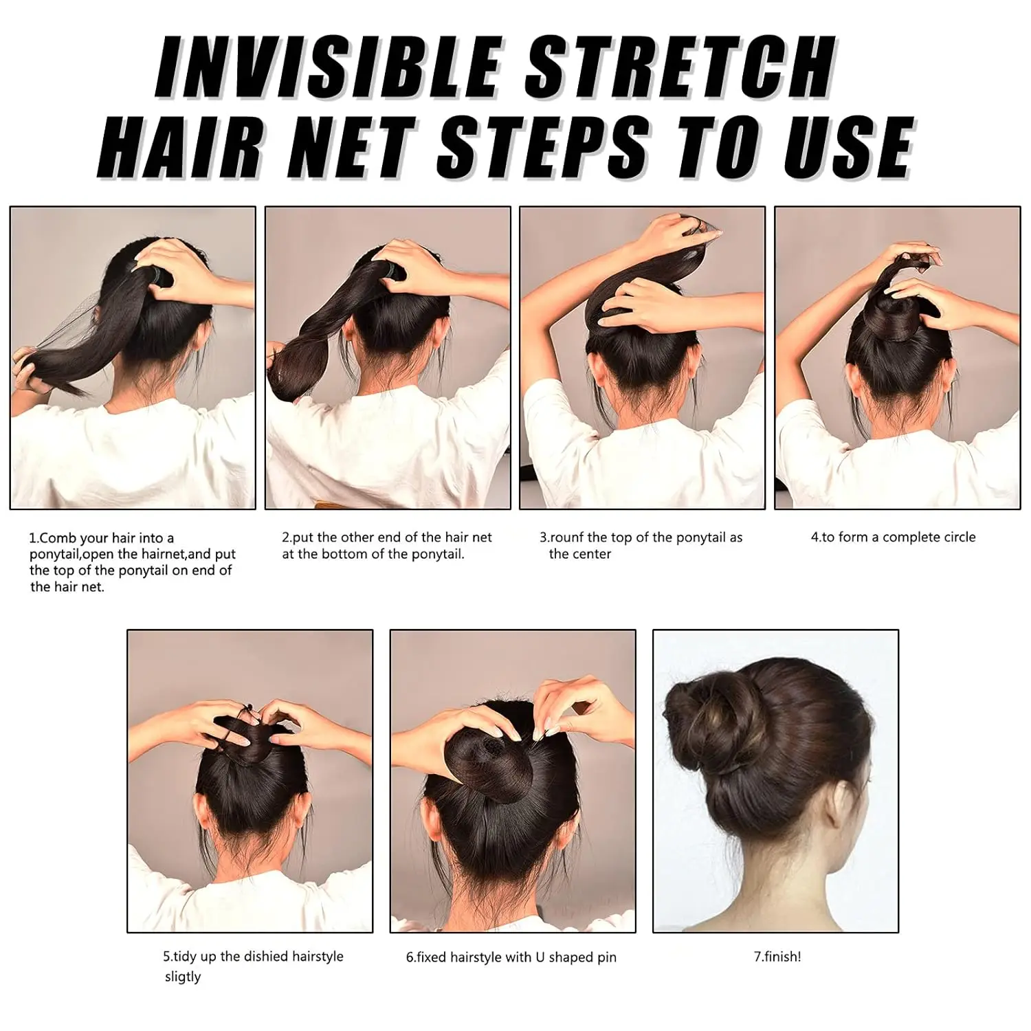 Hair Net 50 Pcs, 24 Inches Hair Nets Elasticity Invisible Elastic Mesh for Food Service, Ballet Bun, Sleeping, Women and Wig