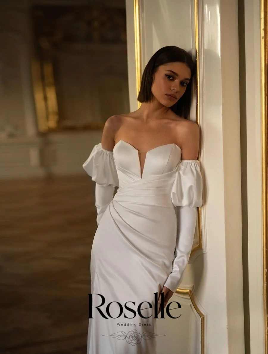 ROSELLE V-Neck Mermaid Elegant Wedding Dress High Side Silt Open Back Sleeveless Women 2026 Bridal Customized свадебное платьеl