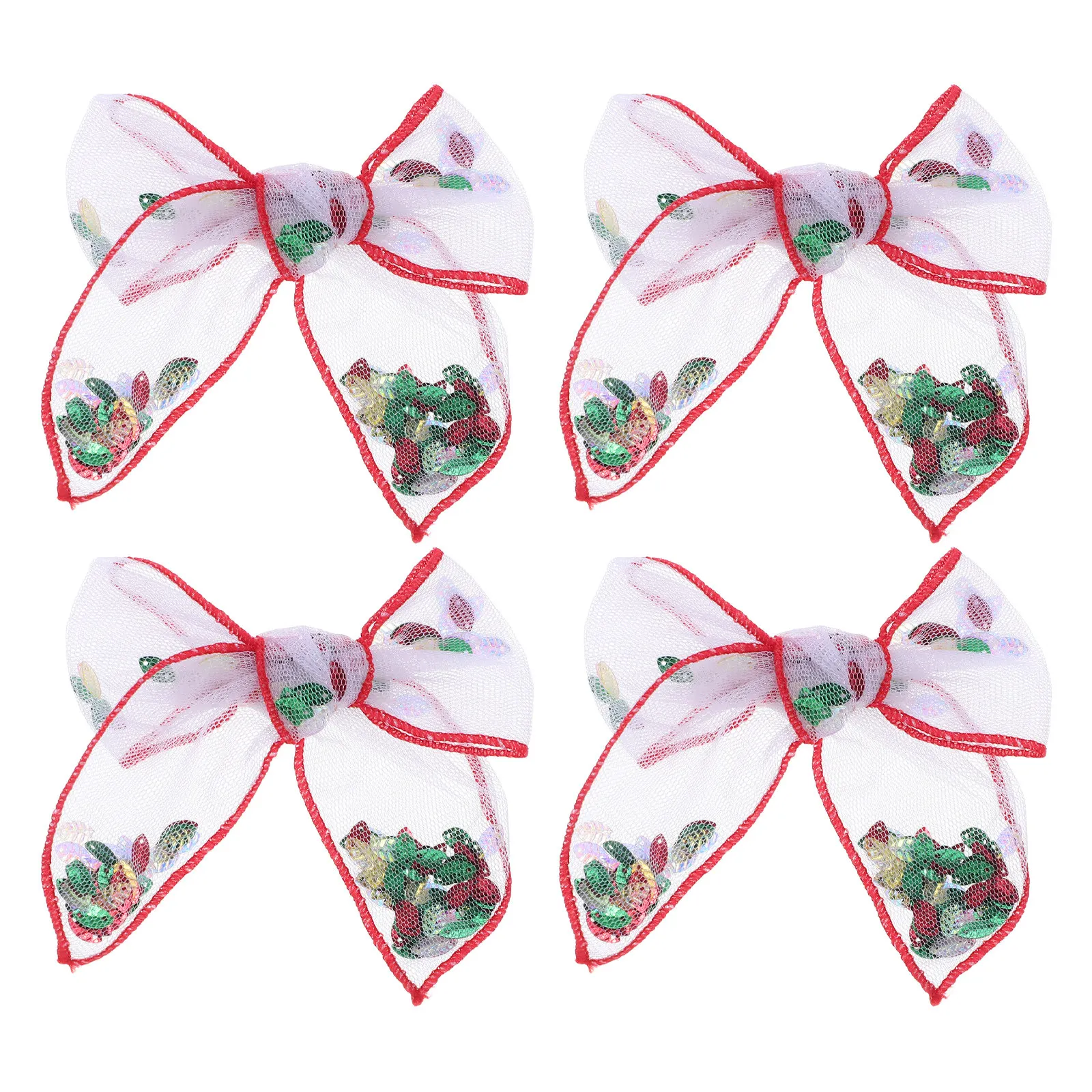 

4Pcs Hair Clips Mesh Fabric Bowknot Soft Comfortable Side Mini Bow Hair Accessories for Birthday Party Holiday