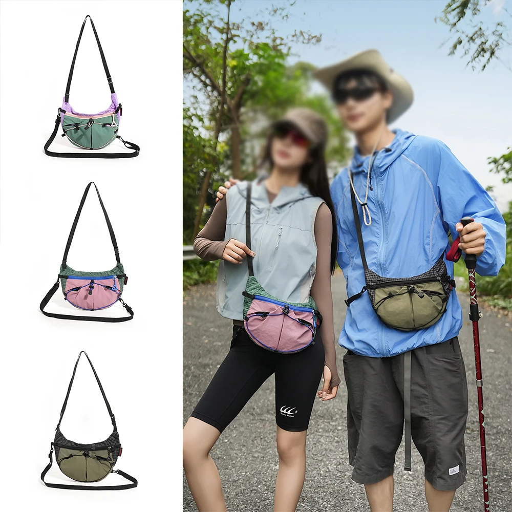 Crossbody Bag, Sling Pack Color Block Lightweight Adjustable Strap Multi Pockets Casual Shoulder Bag for Hiking Camping Trip