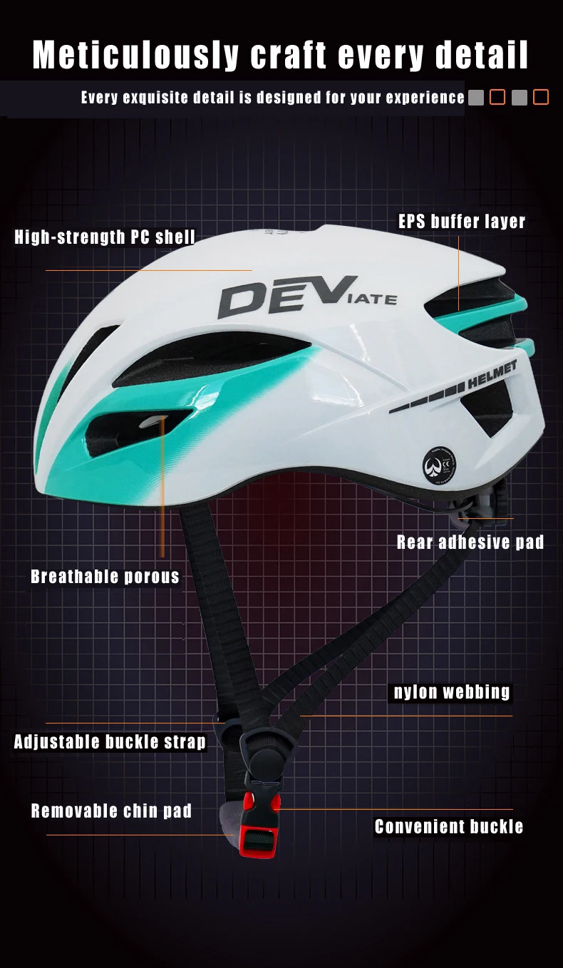 DEVIATE Fahrradhelm für Männer und Frauen, Mountainbike- und Rennradhelme, ultraleichter Sicherheitsfahrradhelm, Casco Ciclismo, Capacete De Ciclismo – Detail 6