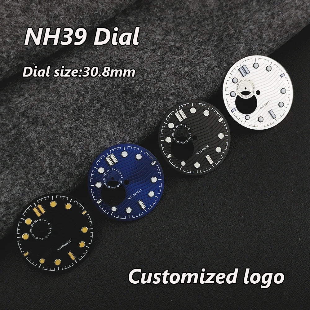 NH39 dial men's watch 30.8mm custom logo dial green luminous dial suitable for NH39 movement watch accessories