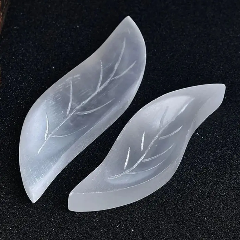 Natural Selenite Crystal Leaves Mineral Specimen Reiki Home Bowl Decoration Diy Gift Chakra Healing Slate Leaf Gypsum