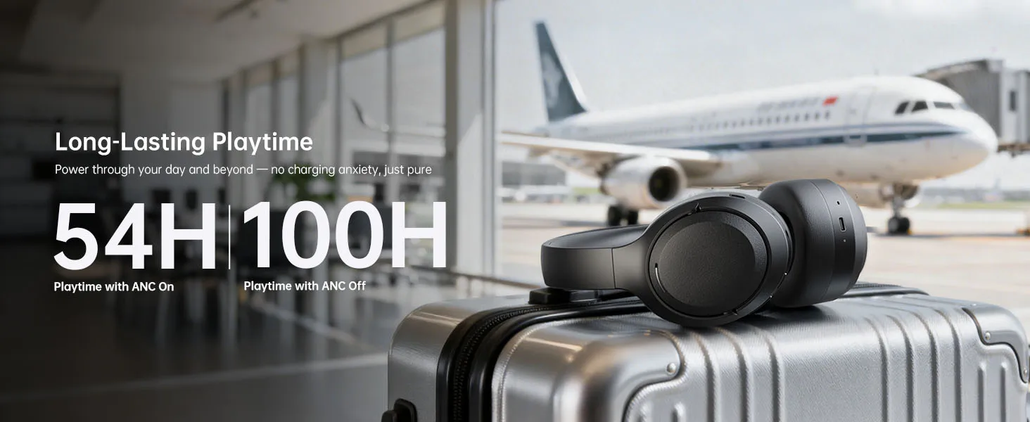 Oneodio EKSA P300 ANC Kabellose Kopfhörer Bluetooth 5.4 Aktive Geräuschunterdrückung über dem Ohr Hochauflösendes HiFi-Headset mit AI ENC-Mikrofon 100H – Detail 5