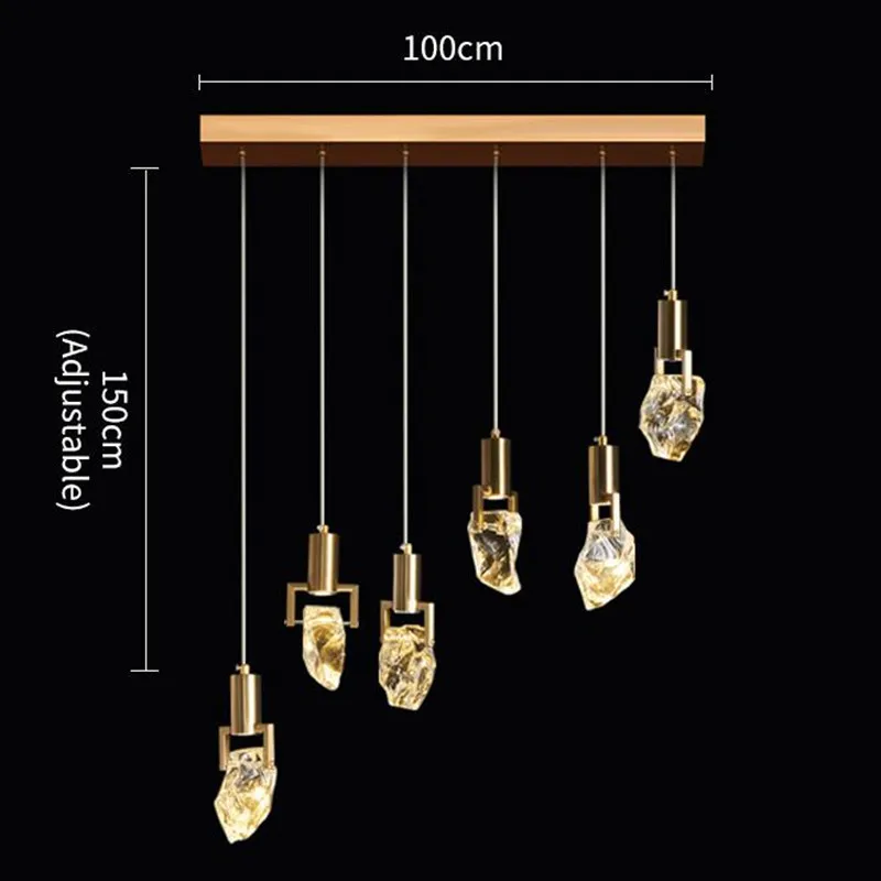 

Modern Diamond Crystal Chandelier For Staircase Living Room Long LED Cristal Hanging Light Fixtures Gold Home Decor Luminaire