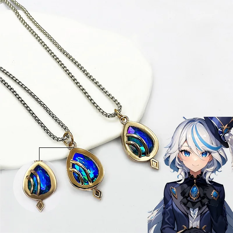 Furina Anime Game  Vision Neuvillette Necklaces For Women Men Cosplay Necklace Pendant Accessories Party Gift