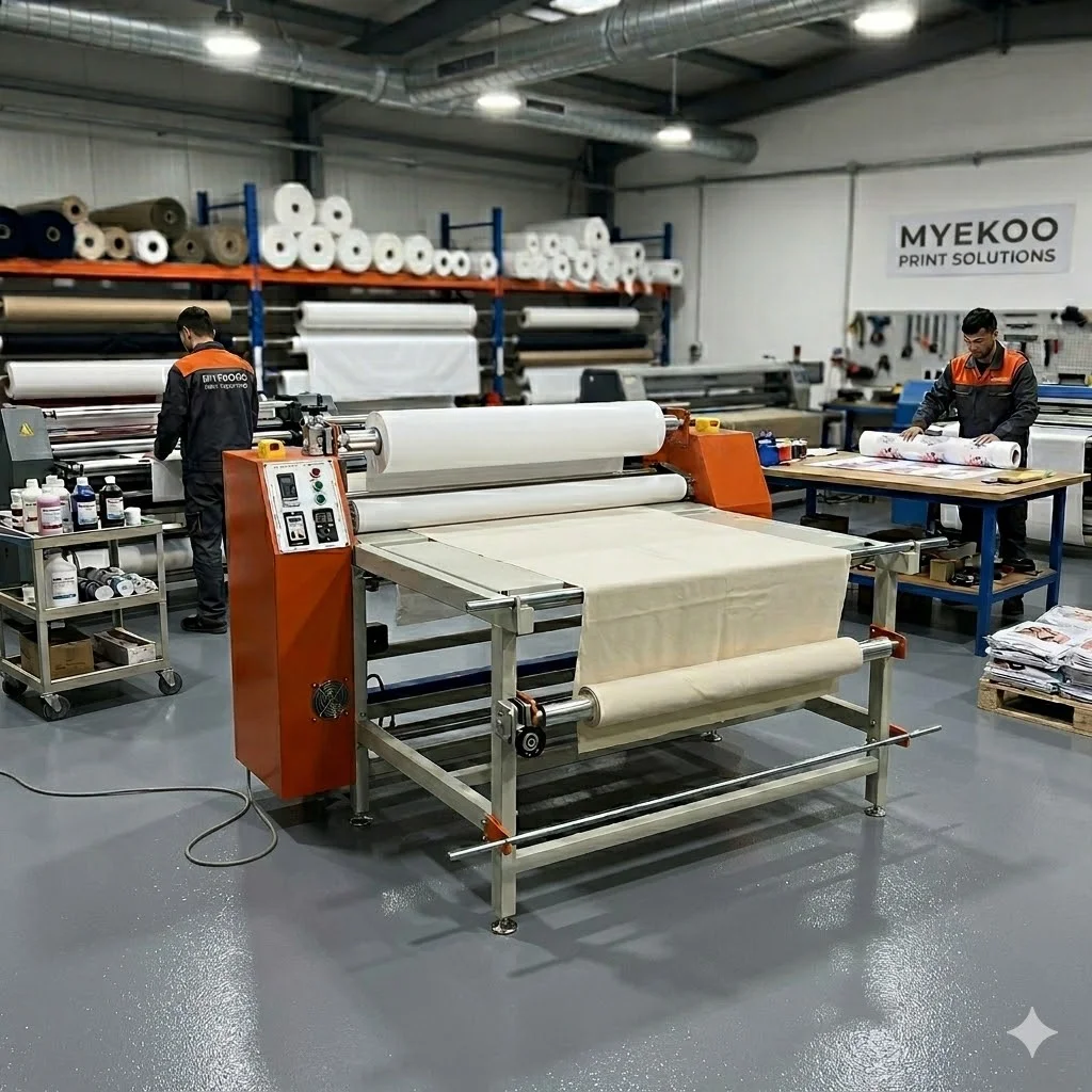 Industrial 1.2m Rotary Sublimation Calender Machine 200mm Roller Heat Transfer Press For Roll