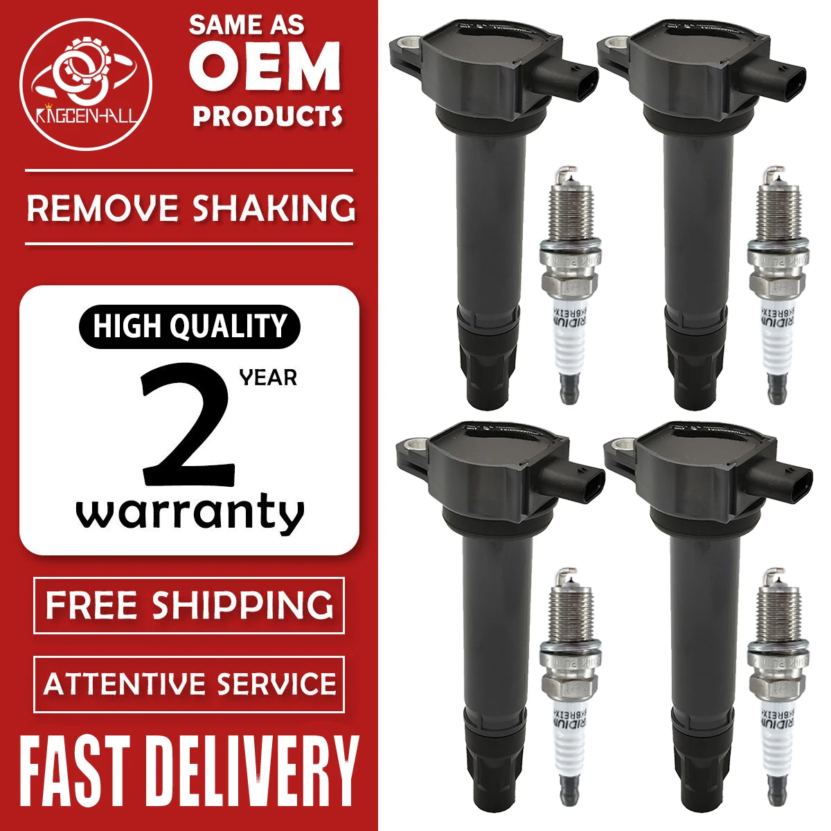 4pcs Ignition Coil &Spark Plug 04606824AB 04606824AC UF557 For Dodge Journey Jeep Compass 2.0L 2.4L For Chrysler Sebring Patriot