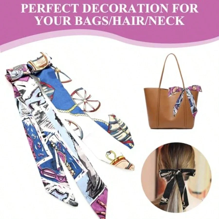 

6 шт. многофункциональных шарфов-аксессуаров для сумок, украшений для волос и шеи, модные шарфы из полиэстера, похожие на шелк