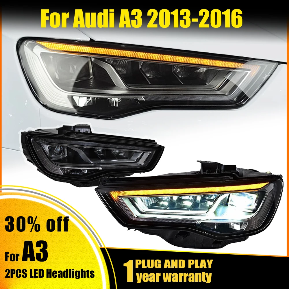 

2PCS Car Styling Head Lamps for Audi A3 Headlights 2013-2020 A3 8V LED Headlight Projector Lens DRL Head Lamp Auto Accessories