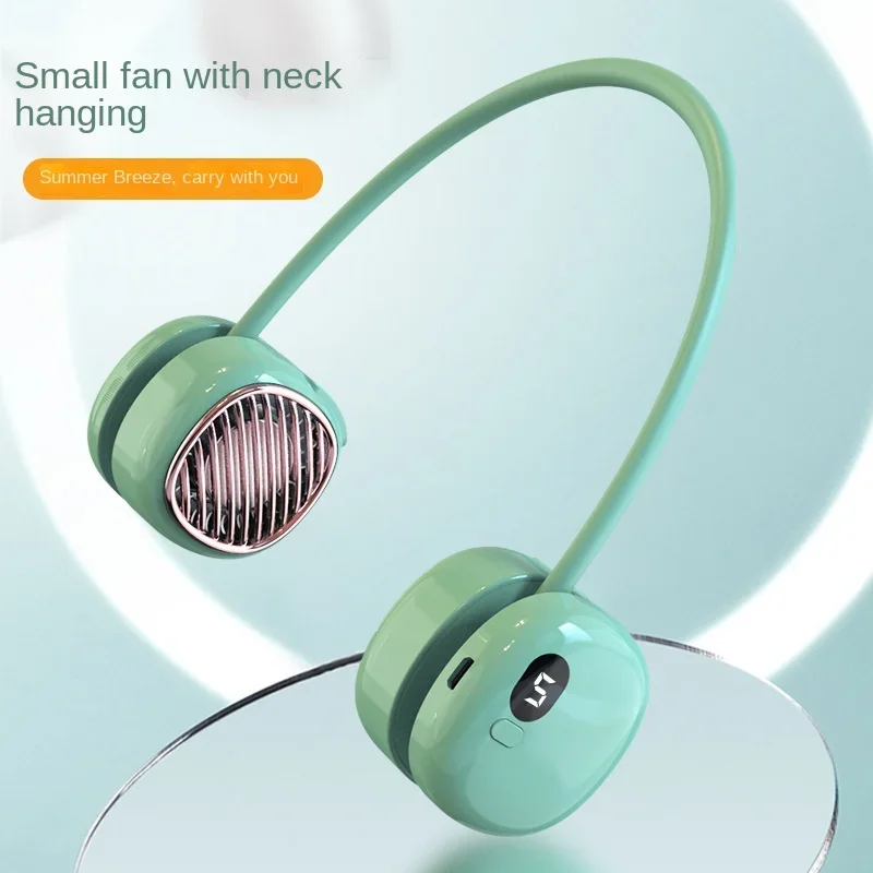 DKOO hanging neck fan new leafless silent outdoor sports mini electric fan USB charging small fan