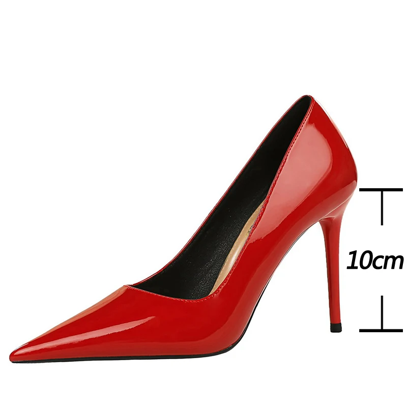 BIGTREE Shoes Pointed Toe Red Women Pumps Patent Leather High Heels Occupational OL Office Shoes Stiletto Female Heels Shoes