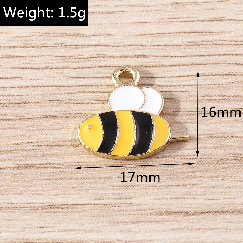 10pcs Cartoon Animal Charms Enamel Honey Bee Charms Pendants for Jewelry Making Earrings Necklace Bracelets DIY Crafts Supplies