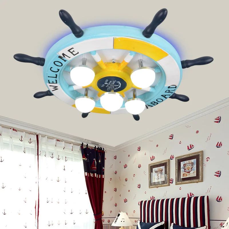 Imagem -02 - Sea Ocean Boat Leme Ceiling Light para o Quarto das Crianças Iluminação Led para Meninas e Meninos Lâmpada para Crianças Quarto Berçário