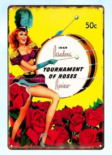 room metal wall art 1949 football Tournament of Roses Program metal tin sign