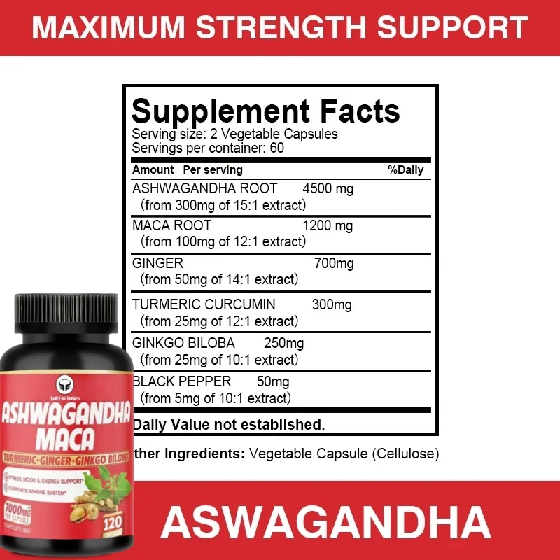 Top Factories Ashwagandha And Maca Supplements - Support Stress, Maca, South African Drunken Eggplant, Vegetarianism, Non Gmo