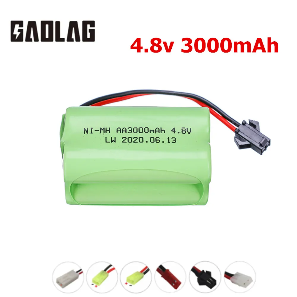 4.8v 3000mAh NiMH Rechargeable Battery For Rc toys Cars Boats Tanks Robots Guns 4* AA Ni-MH 4.8v Battery Pack 1pcs