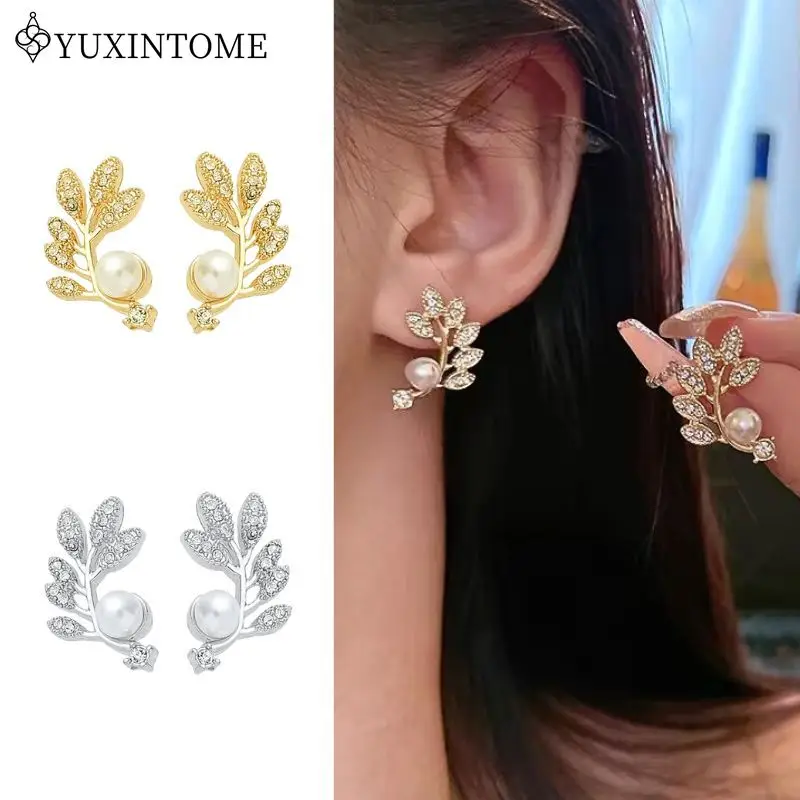 

925 Sterling Silver Ear Needle Korean Style Pearl Stud Earrings For Women Mosaic Zircon Earrings Fashion Luxury Jewelry Gifts