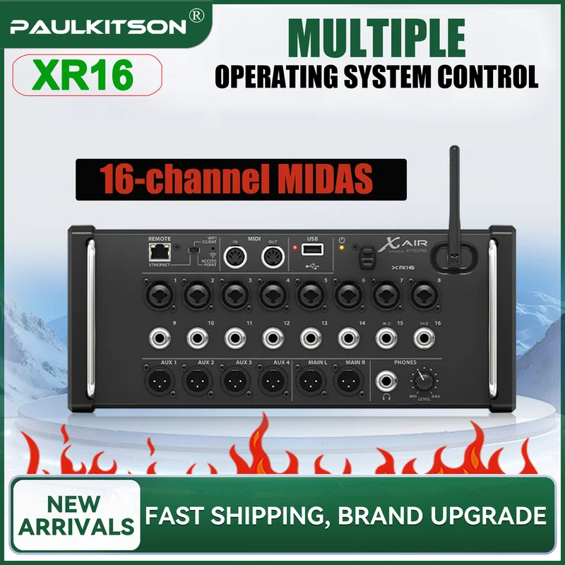 Paulkitson Air 1:1 XR16 Digital Mixer, Audio Mixer, 16‑Channel Mixer Stereo Sound System Mixer Compatible with Original Software