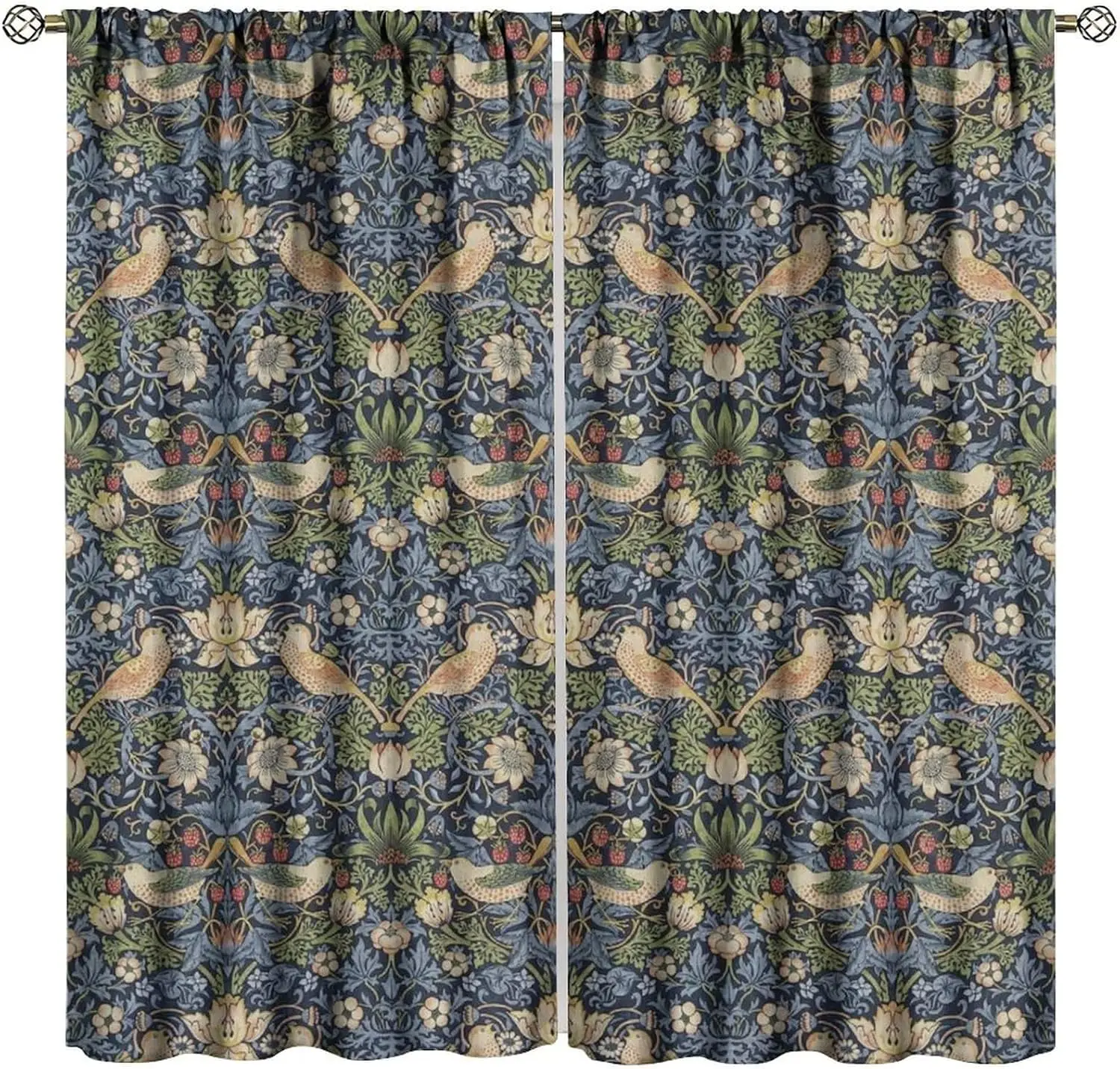 

Плотные шторы William Morris, деревенский фермерский дом, винтажные оконные шторы середины века с цветами и птицами, для гостиной, спальни