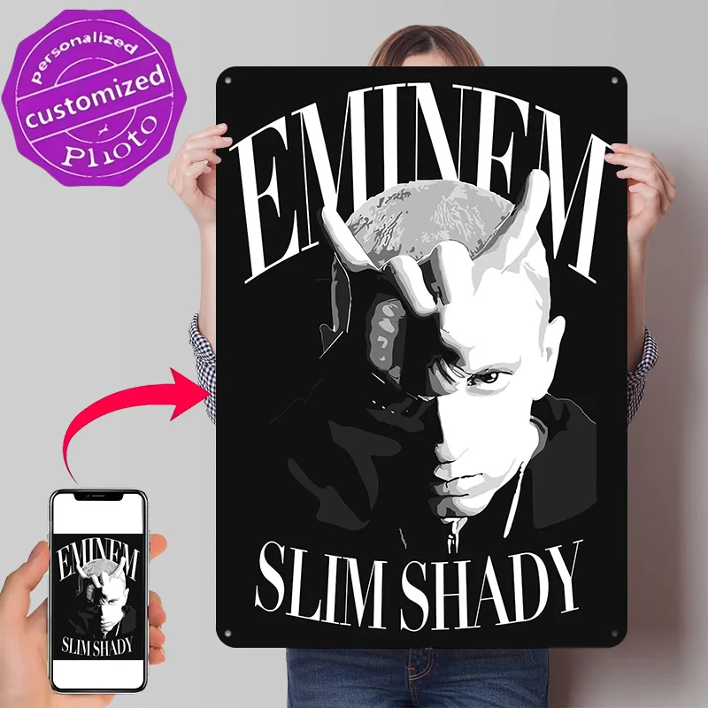 Eminem Slim Shady 3D Texture Printed Poster Custom Vintage Metal Tin Plate Sign for Wall Art Wand Deko Decoration Room Bedroom