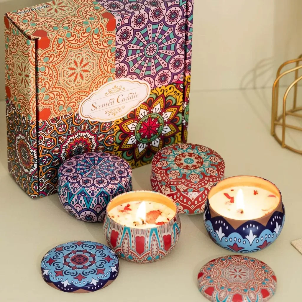 Fragrance Candle, Natural Essential Oil, Clean Burn, Decorative Tin Can, Indoor Aroma, Household