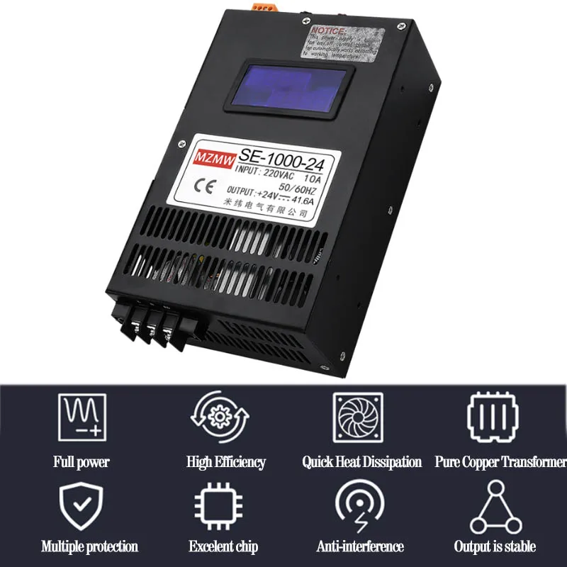 Imagem -03 - Mzmw-fonte de Alimentação Comutada Display Digital Tensão Ajustável Smps ac dc 1000w 012v 15 24v 36v 48v 60v 80v 110v 150v 110v 220v