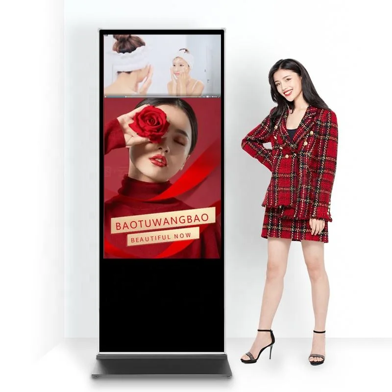 55-inch reclamezuil voor winkelcentra met infrarood touchscreen, HD-scherm, staande uitvoering, geschikt voor liften, consumentenelektronica
