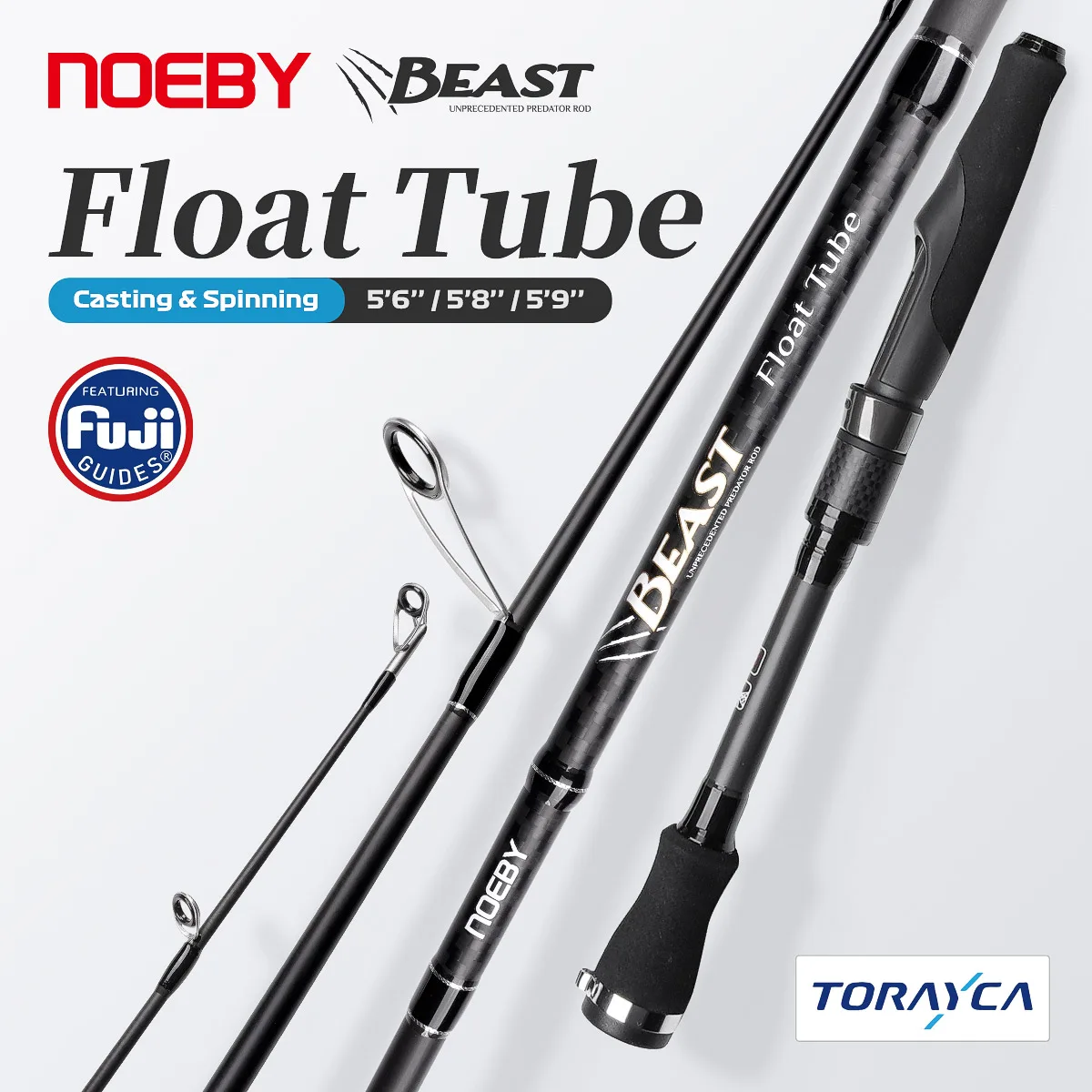 NOEBY Beast Float Tube Angelrute 1,68m 1,72m 1,75m Fuji Toray Casting Spinning Hecht Raubfisch Kajakrute