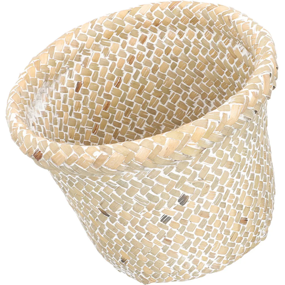 

Woven Rattan Basket for Home Use Natural Cane Organizing Bucket with Lid Dustproof Storage for Kitchen Bedroom Living Room