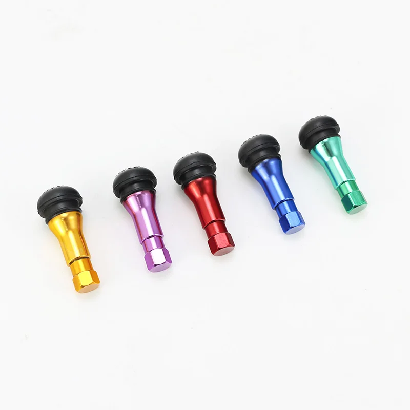 4pcs Colored Sleeve TR413 Snap-in Tubeless Tire Valves EPDM Rubber Valve Stems Tyre Nipple with Alloy Valve Cap Brass Valve Core