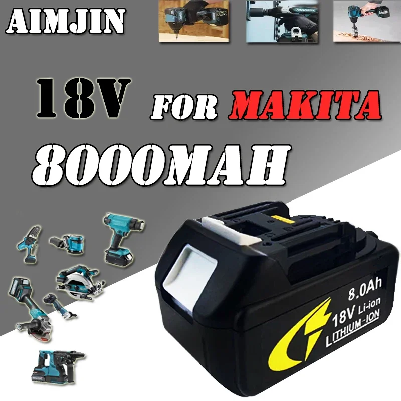 2024 Brand New 18 V 8000mAh Lithium Ion for Makita 18v Battery 8Ah BL1840 BL1850 BL1830 BL1860 BL1860 Rechargeable Battery