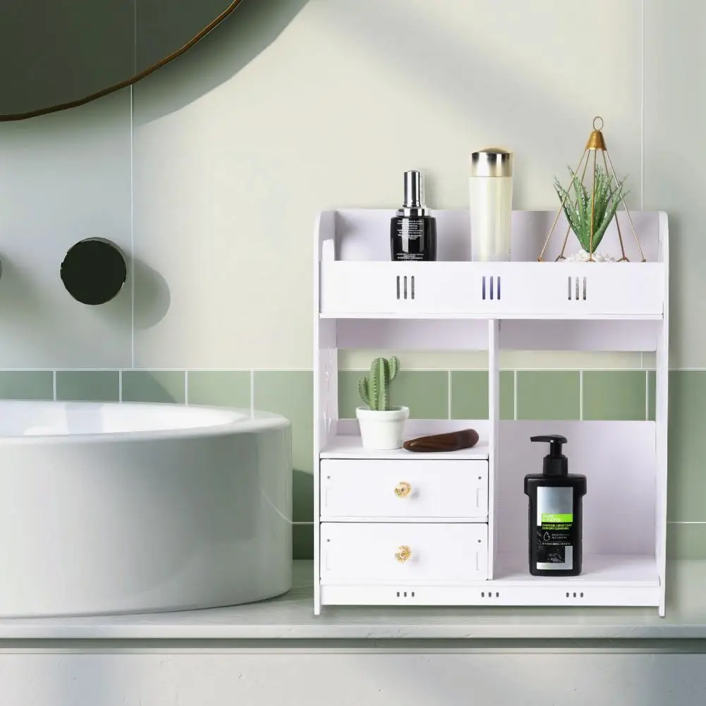 Mueble de baño con flor hueca tallada, mueble de almacenamiento de baño montado en la pared, estante de almacenamiento para inodoro de baño