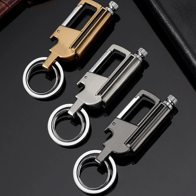 Zinc Alloy Multi-function Three-in-10,000-time Match Lighter Beer Opening Keychain Sliding Ignition Convenient and Fast