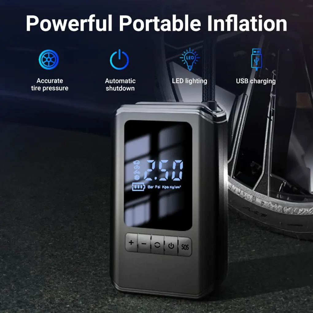 

ABS Rechargeable Tyre Inflator Compact And Cordless For Convenient Anywhere Portable Air Compressor