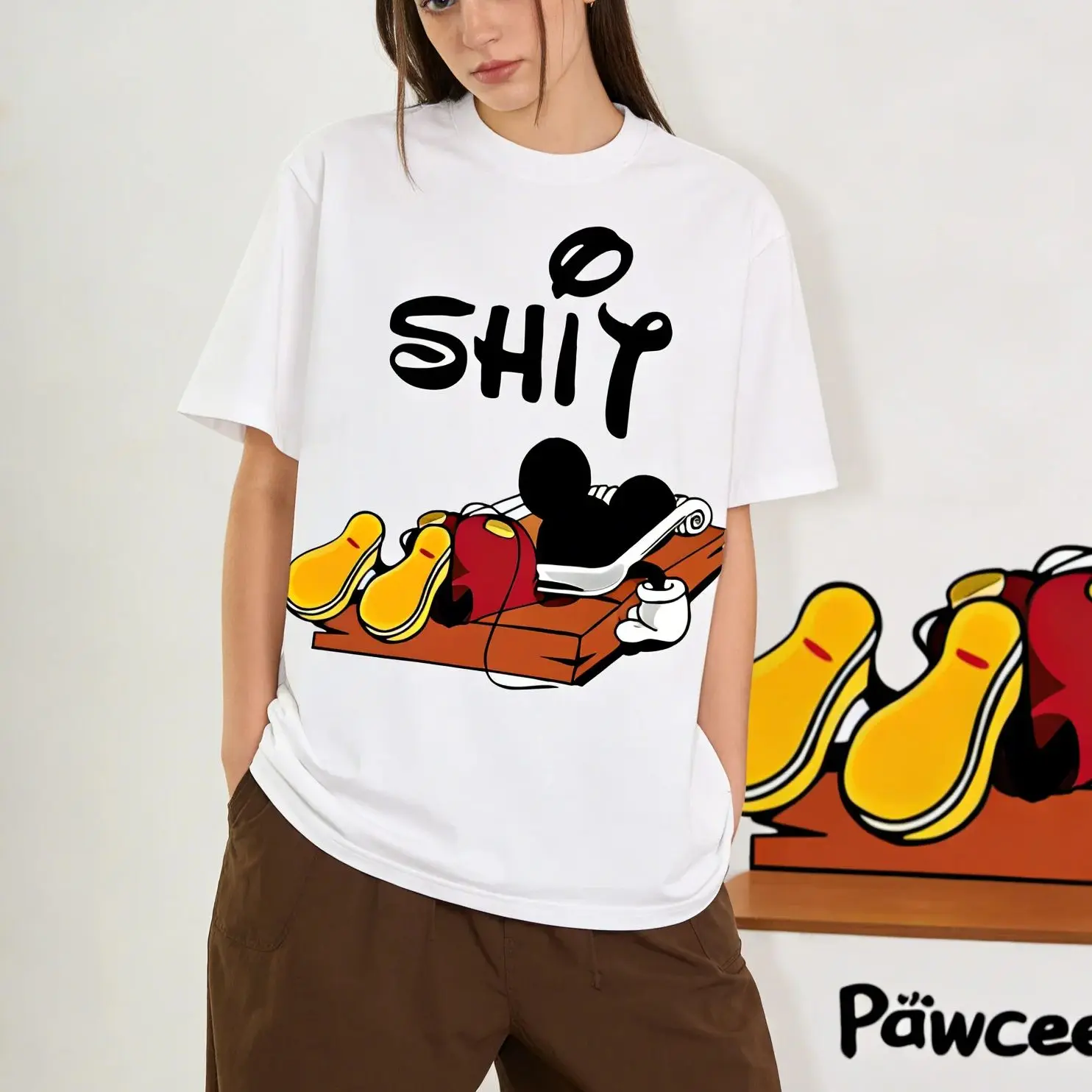 

Disney Retro Shit Mousetrap Mickey Mouse Loose Couple Children's Tee Women's Tops Kid Adult Parent Child Men's Cotton T Shirt