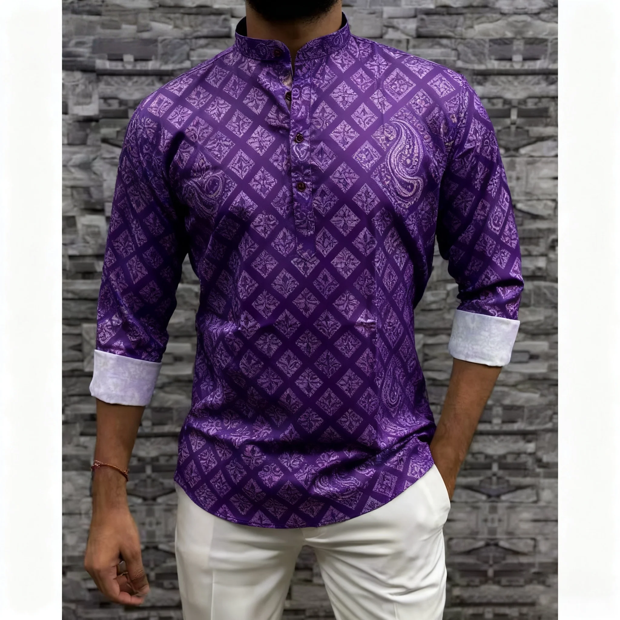 قميص إسلامي للعيد مطرز بخطوط مرقعة جوبا عبايات فضفاضة غير رسمية 2026 ملابس إسلامية للرجال