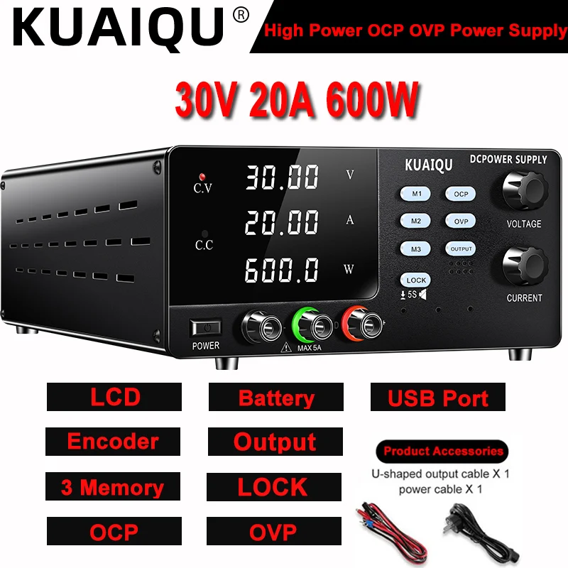 High-power OCP OVP Laboratory Power Supply 1200W 60V 20A DC Power Source USB Charger 3-Memory LOCK OUTPUT Voltage Stabilizer