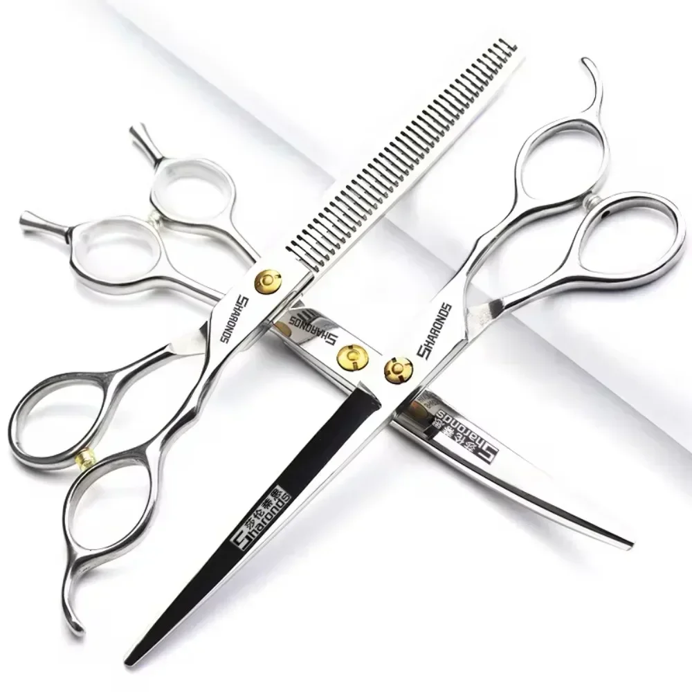 SHARONDS Hairdressing Professional Scissors 7 7.5 Inch Large Blade Flat Scissors Without Tooth Shears Traces Hair Cutting Tools