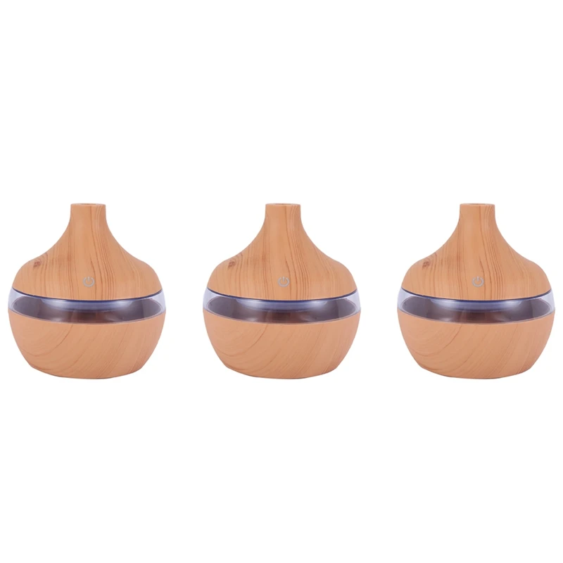 

3X Wood Grain Aromatherapy USB Humidifier Water Droplets Air Purification Essential Oil Aroma Diffuser Home Grain